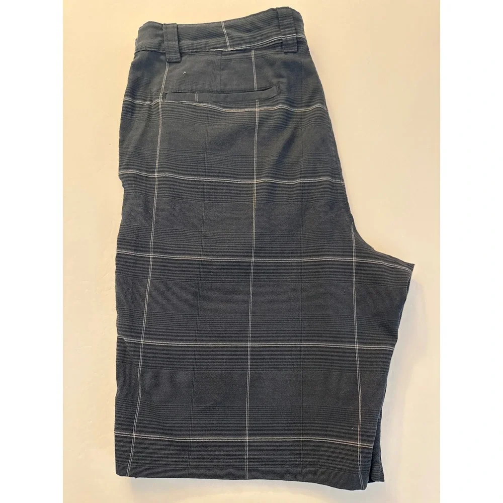 Hang Ten Mens Shorts 36 Gray Plaid Casual Flat‎ Front Walking Golf